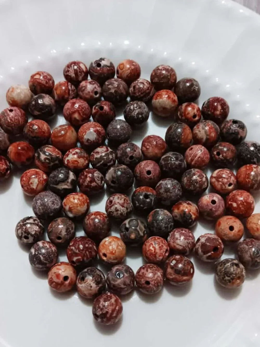 8mm Natural Red Leopard Jasper Gemstone Beads